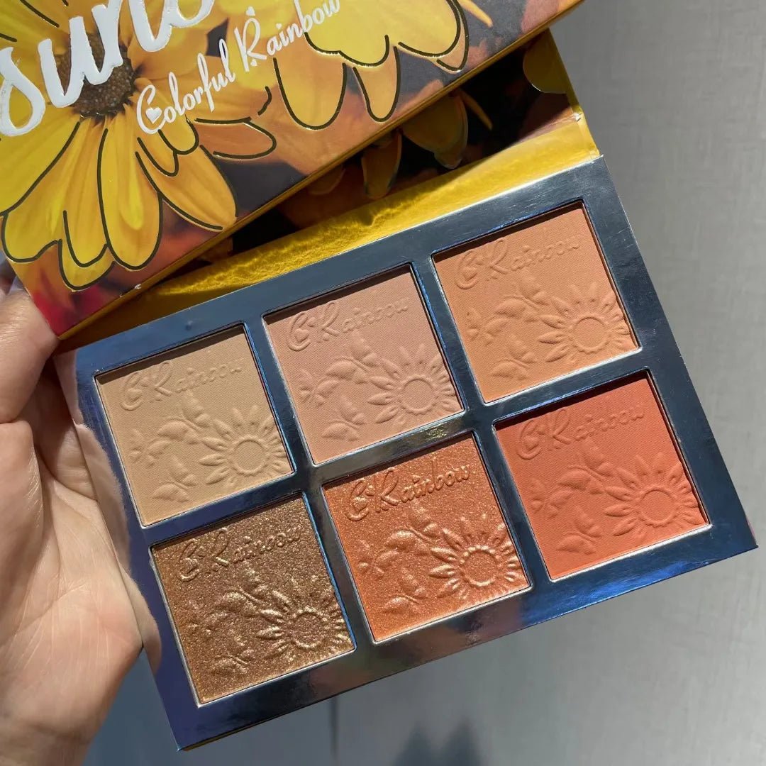 6 - Color Highlight & Blush Palette — Pearlescent Glow, Contour & Eyeshadow - Mzunye