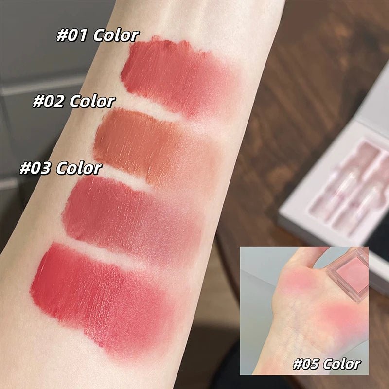 6 - Piece Matte Lip Gift Set — Velvet Lipstick, Lip Gloss & Blush with Necklace - Mzunye
