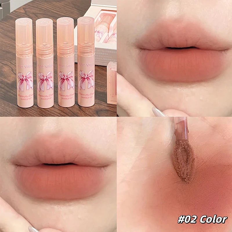 6 - Piece Matte Lip Gift Set — Velvet Lipstick, Lip Gloss & Blush with Necklace - Mzunye