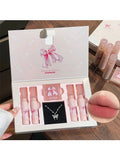 6 - Piece Matte Lip Gift Set — Velvet Lipstick, Lip Gloss & Blush with Necklace - Mzunye
