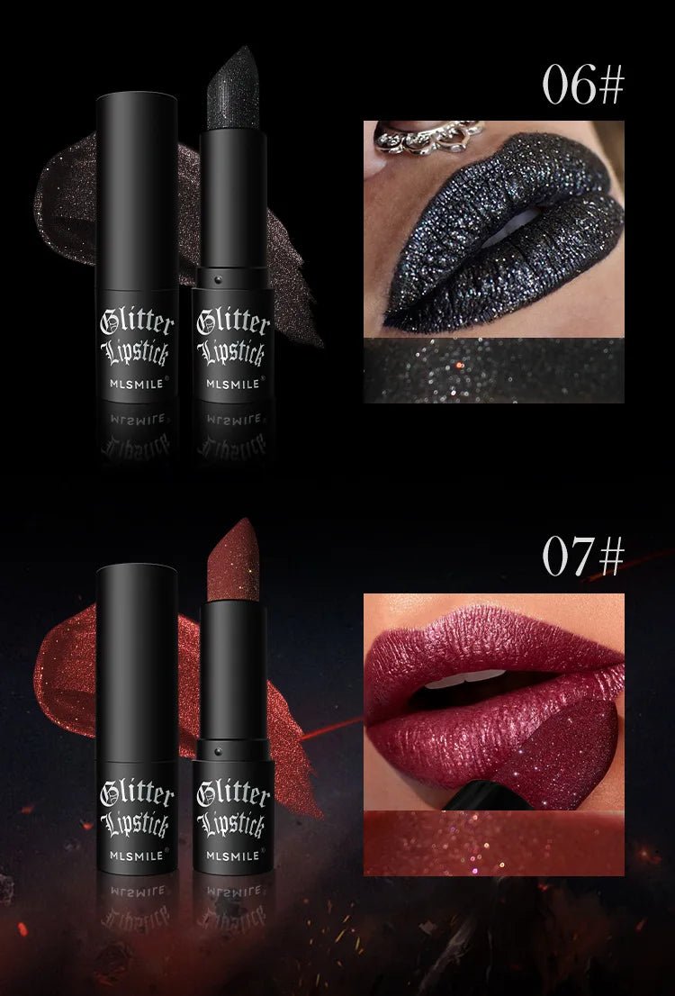 7 Color Glitter Metallic Lipstick — Waterproof Diamond Pearlescent Lip Gloss for Women - Mzunye