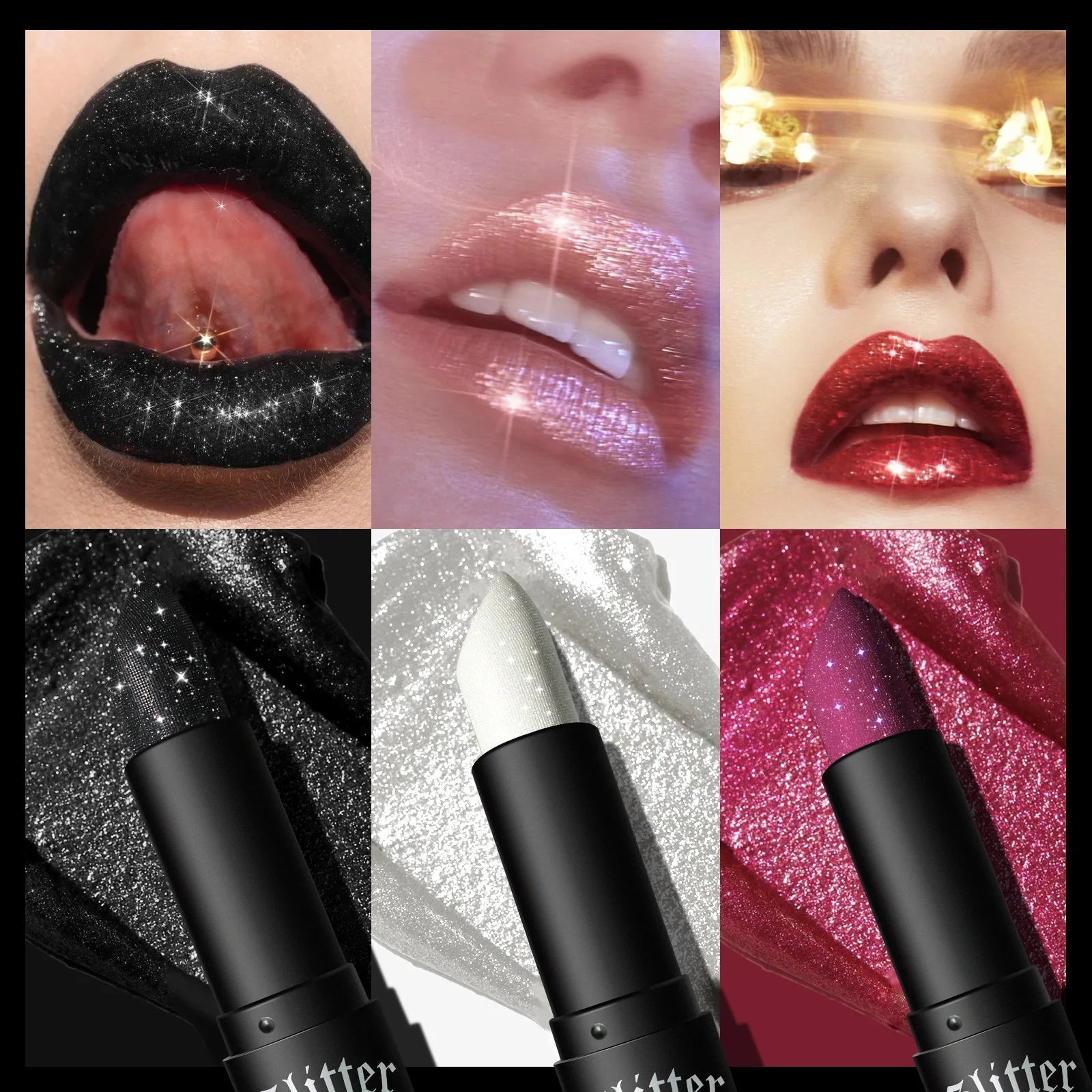 7 Color Glitter Metallic Lipstick — Waterproof Diamond Pearlescent Lip Gloss for Women - Mzunye