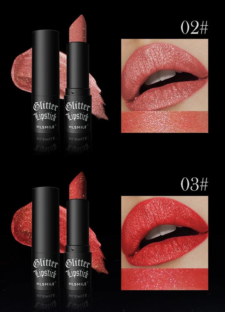 7 Color Glitter Metallic Lipstick — Waterproof Diamond Pearlescent Lip Gloss for Women - Mzunye