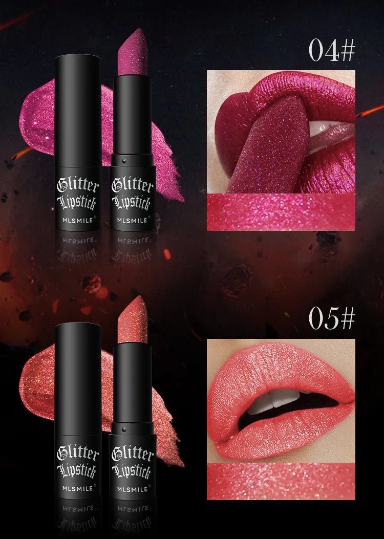 7 Color Glitter Metallic Lipstick — Waterproof Diamond Pearlescent Lip Gloss for Women - Mzunye