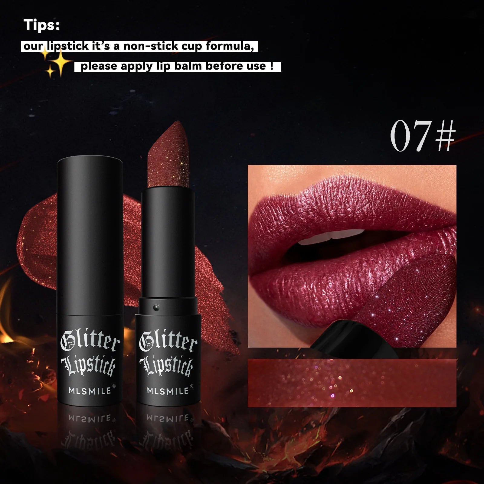 7 Color Glitter Metallic Lipstick — Waterproof Diamond Pearlescent Lip Gloss for Women - Mzunye