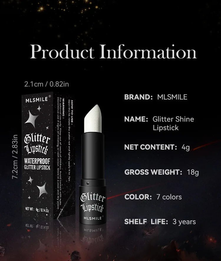 7 Color Glitter Metallic Lipstick — Waterproof Diamond Pearlescent Lip Gloss for Women - Mzunye