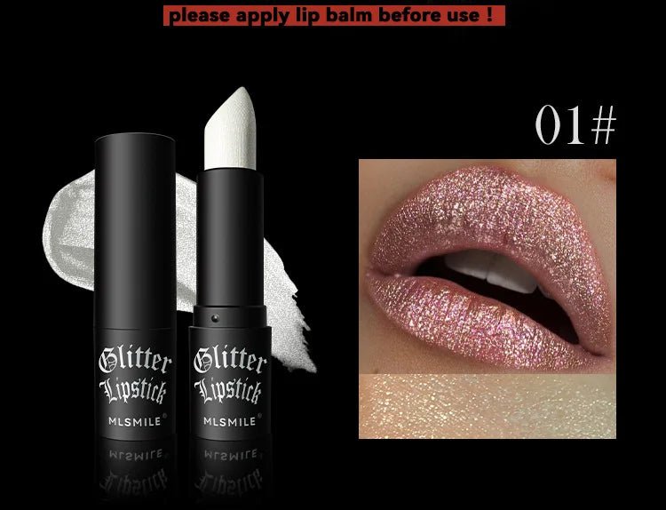 7 Color Glitter Metallic Lipstick — Waterproof Diamond Pearlescent Lip Gloss for Women - Mzunye