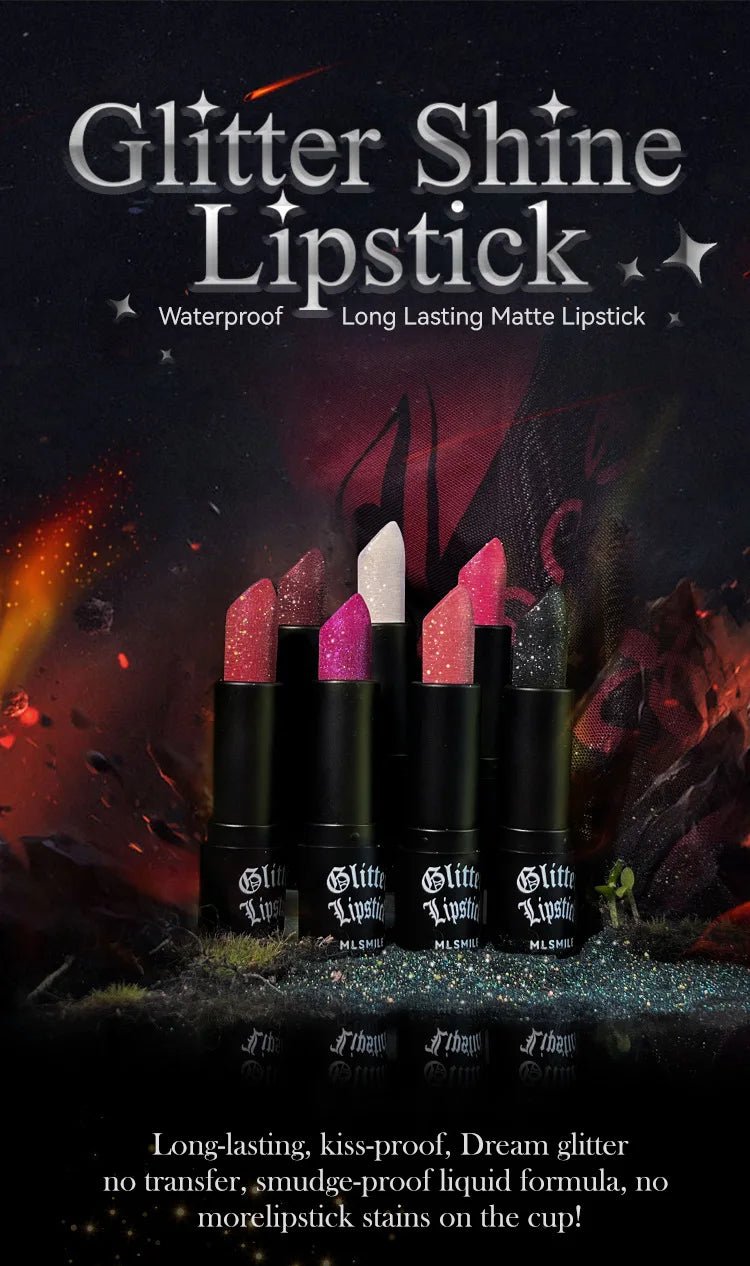 7 Color Glitter Metallic Lipstick — Waterproof Diamond Pearlescent Lip Gloss for Women - Mzunye