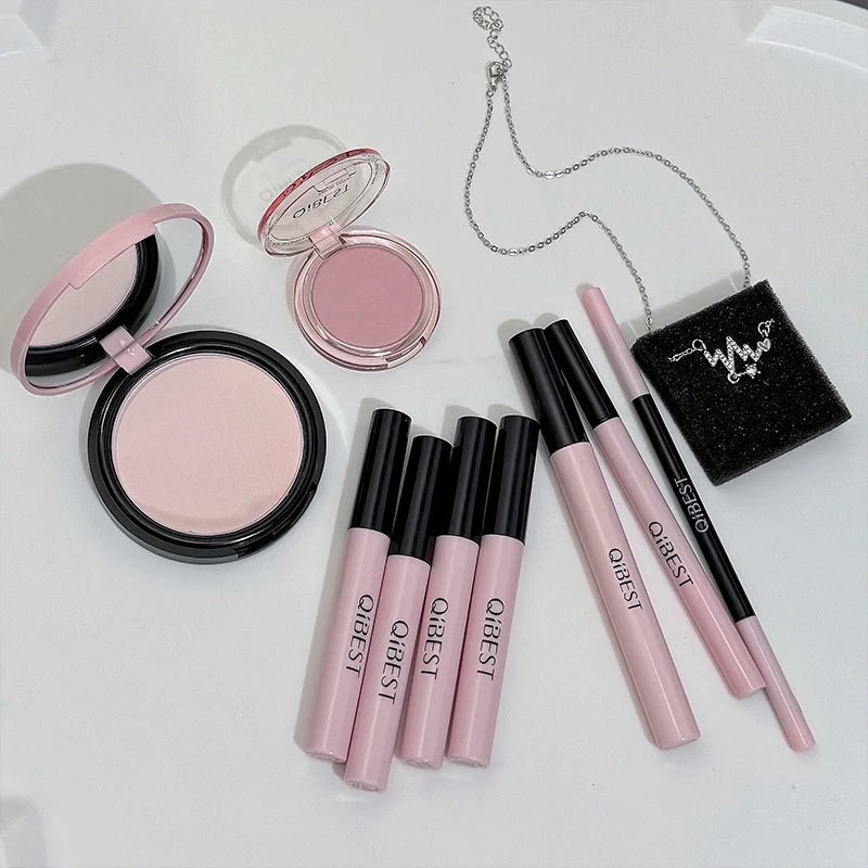 9 - Piece Camera Look Makeup Set — Lip Mud, Blush, Pressed Powder, Mascara & More - Mzunye