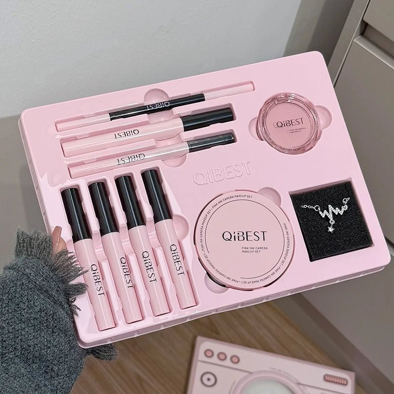 9 - Piece Camera Look Makeup Set — Lip Mud, Blush, Pressed Powder, Mascara & More - Mzunye