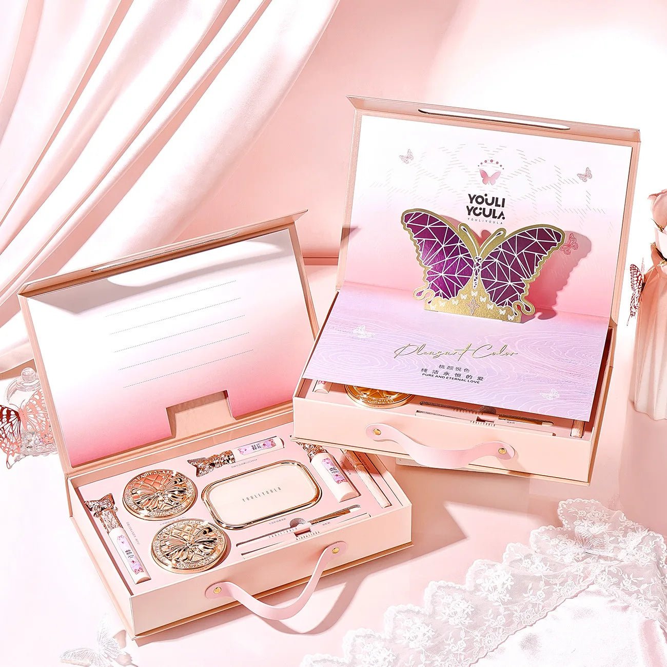 9 - Piece Full Face Makeup Gift Box — Lipstick, Eyeshadow, BB Cream & More - Mzunye