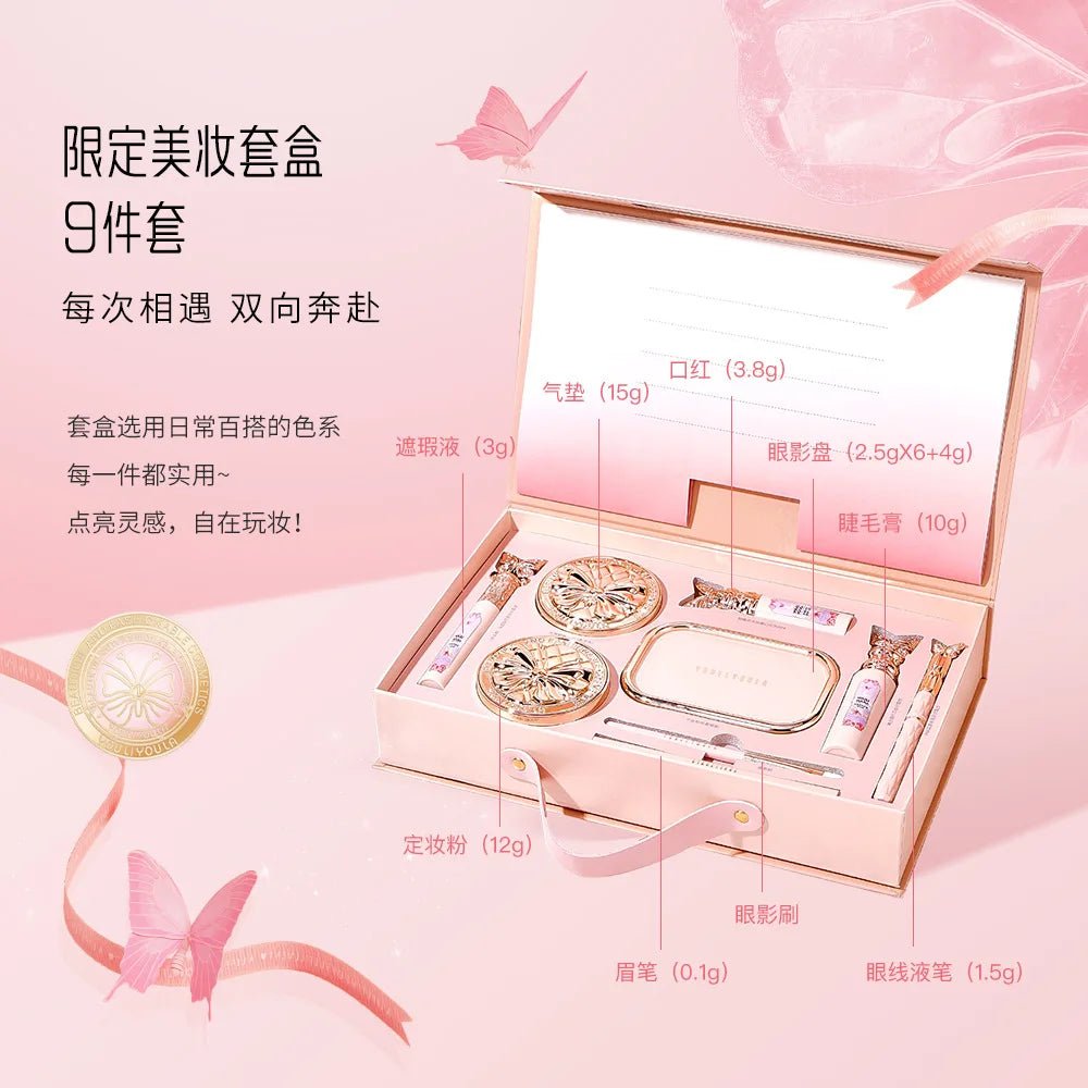 9 - Piece Full Face Makeup Gift Box — Lipstick, Eyeshadow, BB Cream & More - Mzunye
