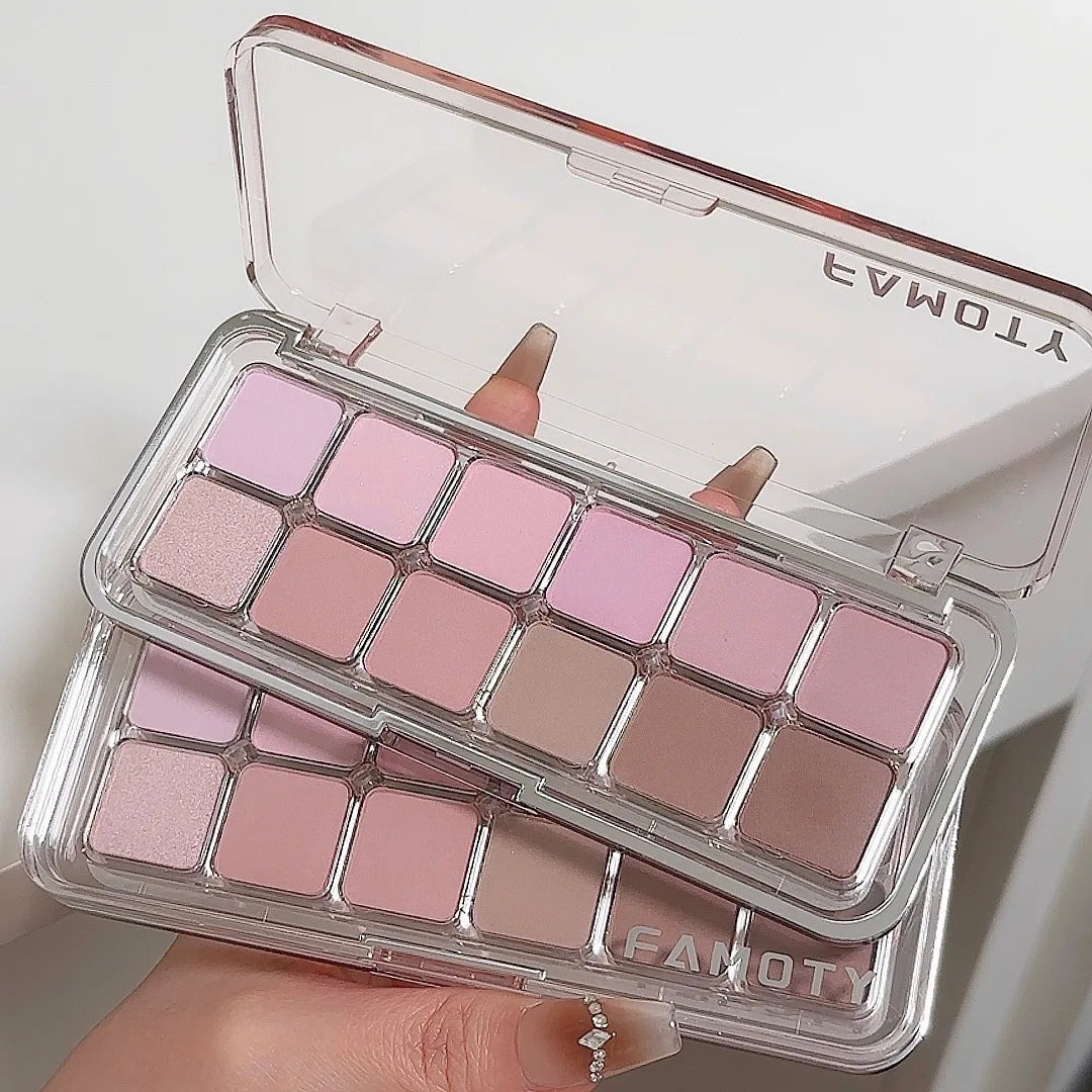 12-Color Matte Eyeshadow Palette — Tea & Apricot Earth Tones Daily Glam