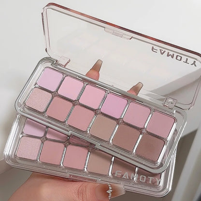 12-Color Matte Eyeshadow Palette — Tea & Apricot Earth Tones Daily Glam