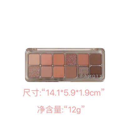 12-Color Matte Eyeshadow Palette — Tea & Apricot Earth Tones Daily Glam