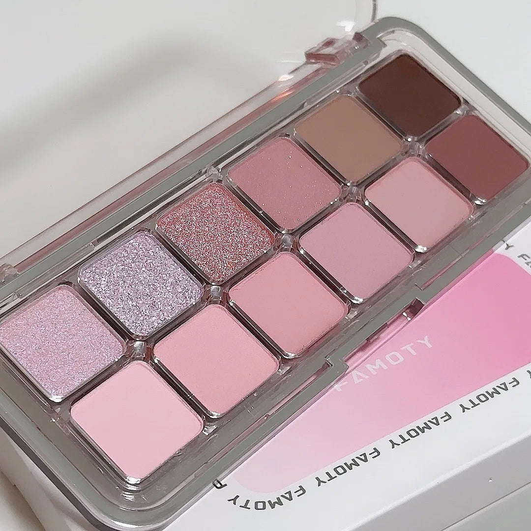 12-Color Matte Eyeshadow Palette — Tea & Apricot Earth Tones Daily Glam