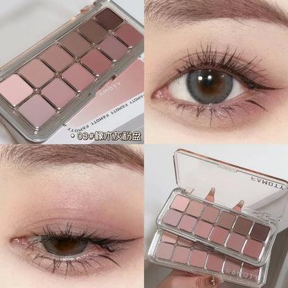 12-Color Matte Eyeshadow Palette — Tea & Apricot Earth Tones Daily Glam