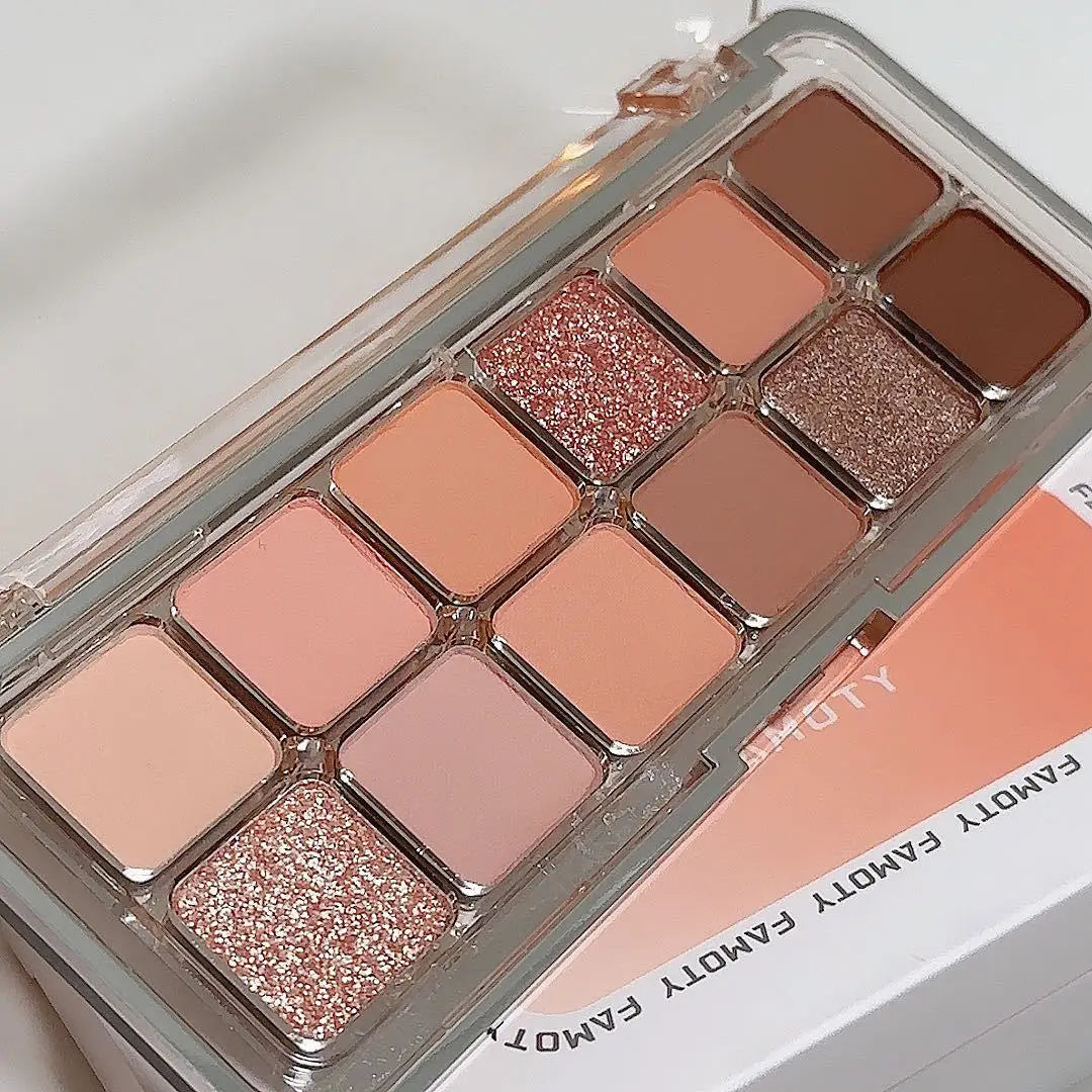 12-Color Matte Eyeshadow Palette — Tea & Apricot Earth Tones Daily Glam