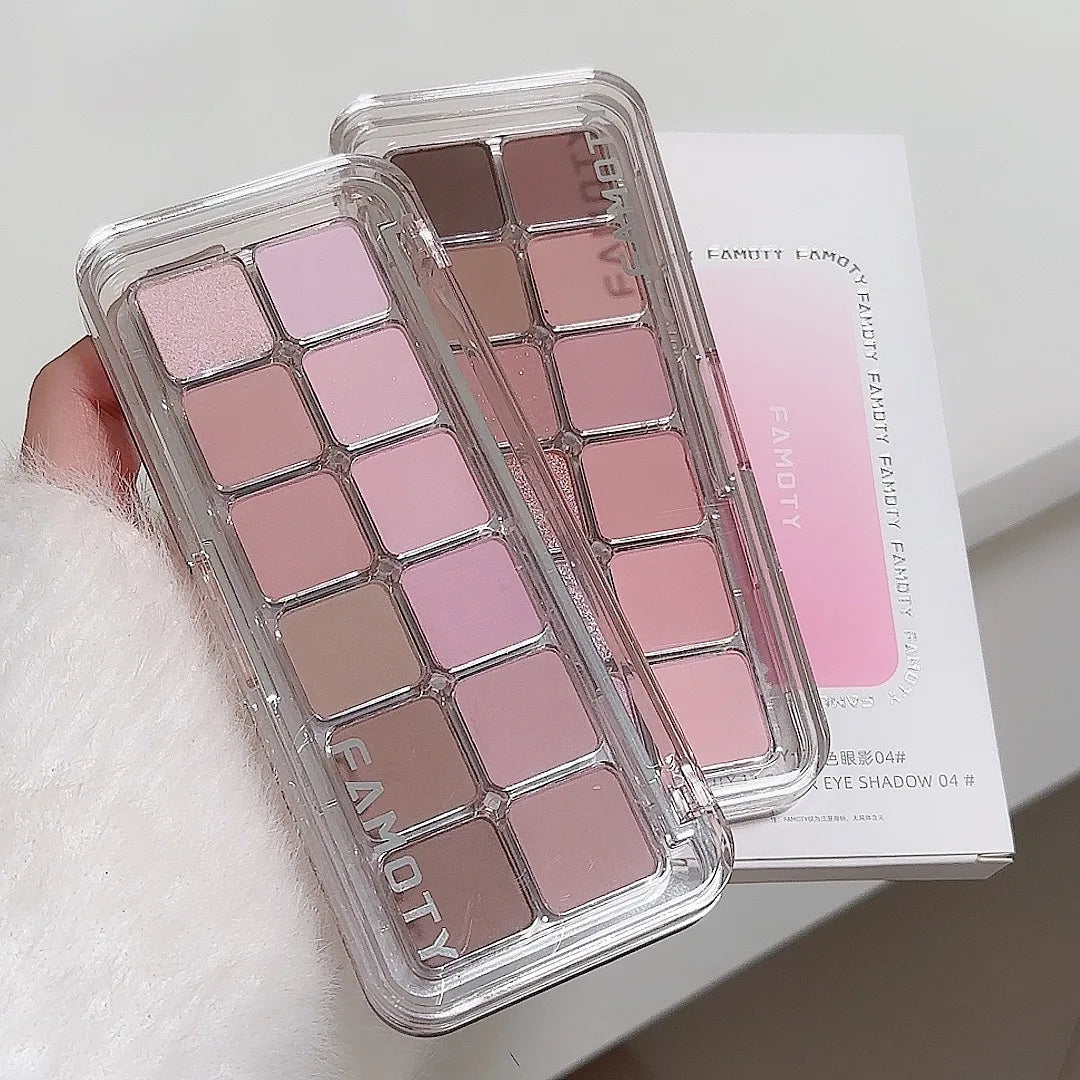 12-Color Matte Eyeshadow Palette — Tea & Apricot Earth Tones Daily Glam