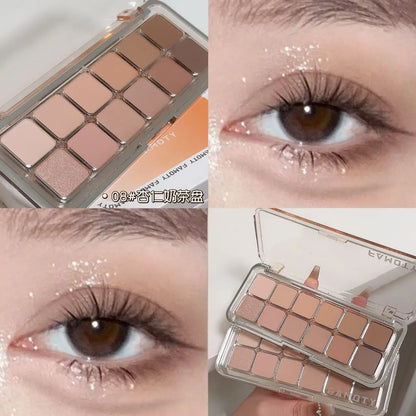 12-Color Matte Eyeshadow Palette — Tea & Apricot Earth Tones Daily Glam