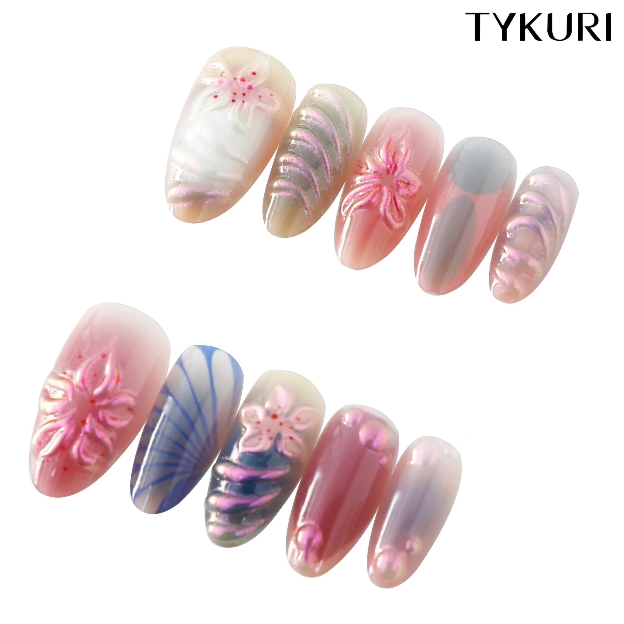 Almond Press - On Nails — Elegant Purple French Style Set with Tool Kit (XS–L) - Mzunye
