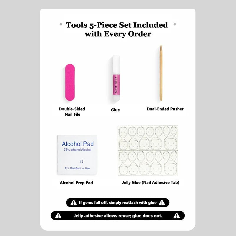 Almond Press - On Nails — Elegant Purple French Style Set with Tool Kit (XS–L) - Mzunye