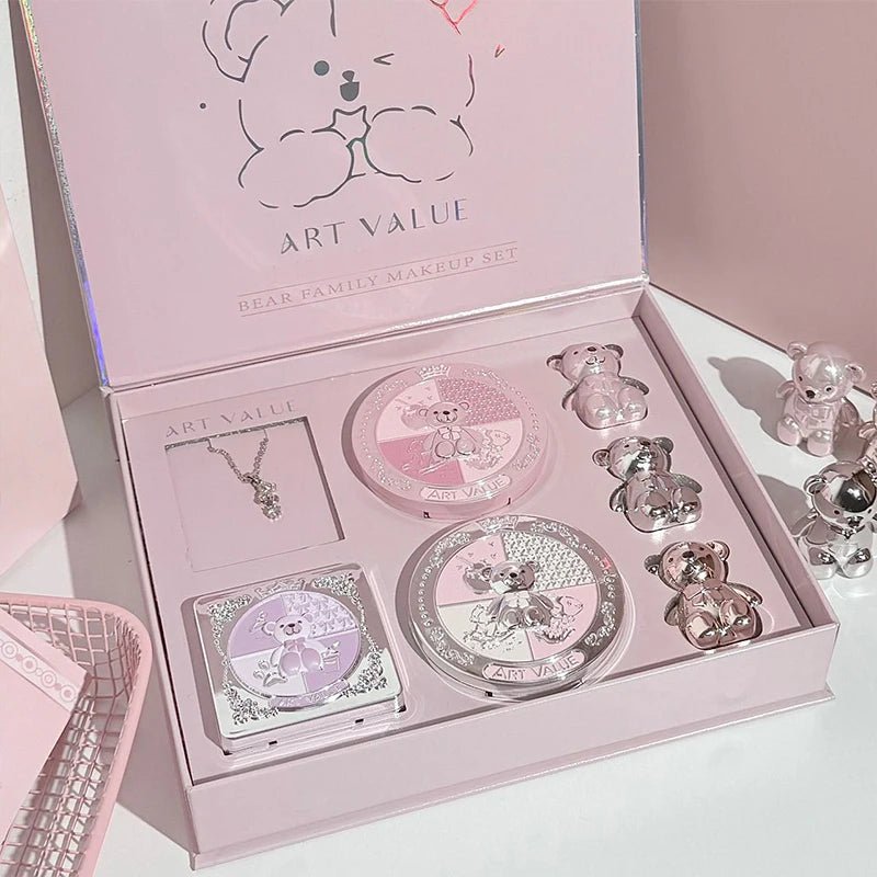 ART VALUE 7 - Piece Makeup Gift Set — Lip Mud, Blush, Eyeshadow Palette & Necklace - Mzunye