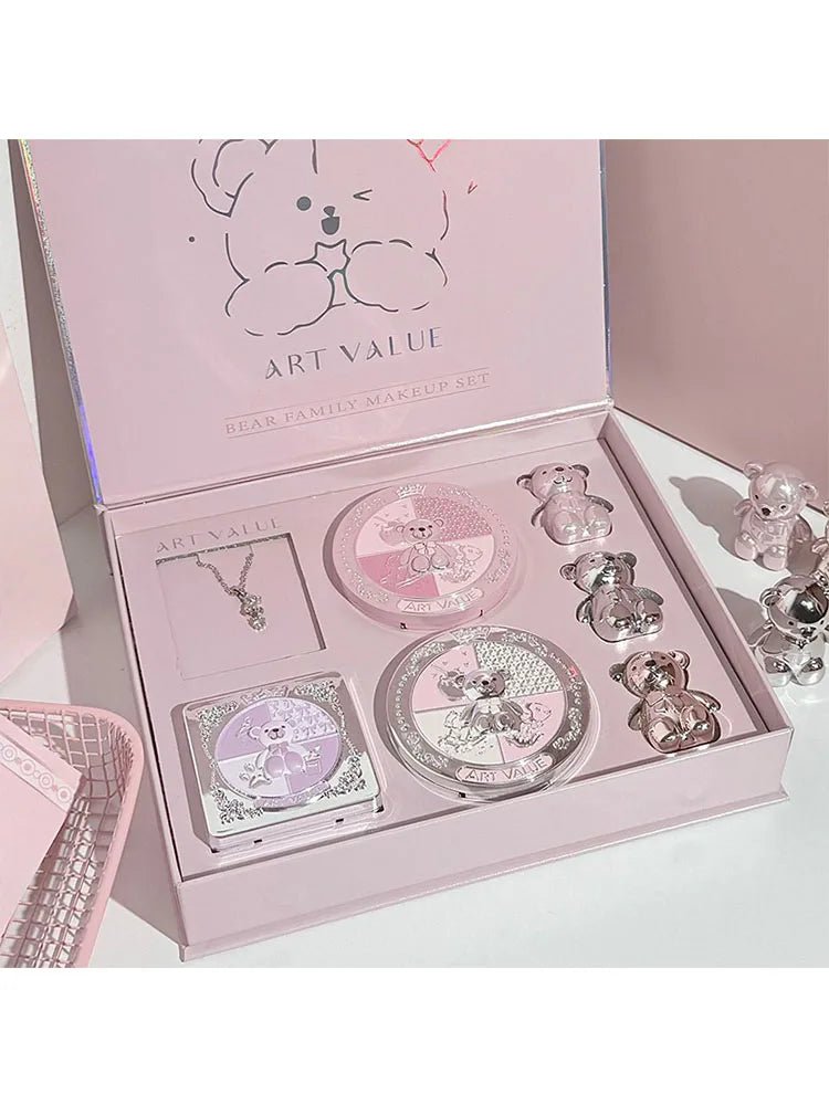 ART VALUE 7 - Piece Makeup Gift Set — Lip Mud, Blush, Eyeshadow Palette & Necklace - Mzunye