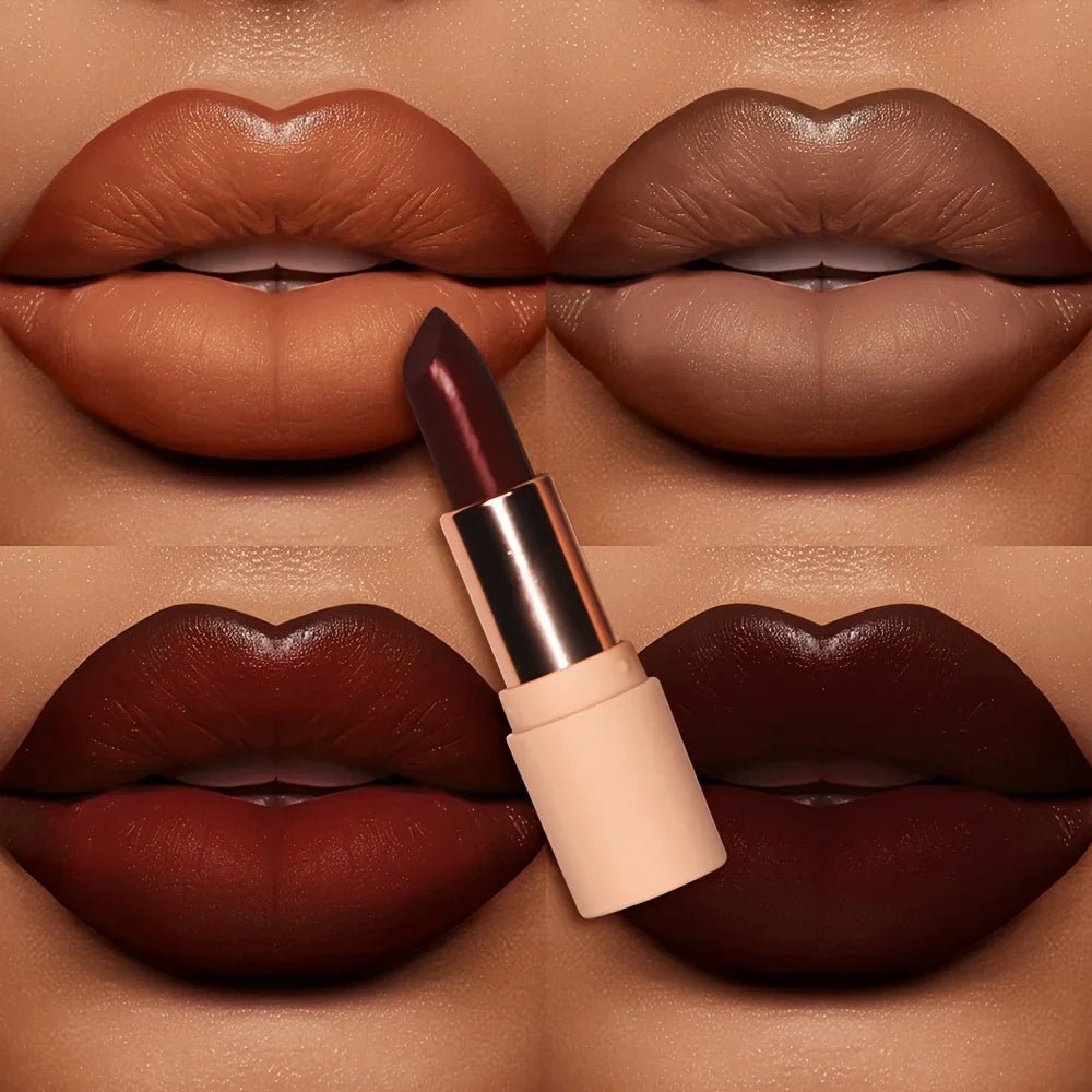 Bare Matte Silky Lipstick — Long - Lasting Waterproof Glossy Finish in 4 Shades - Mzunye
