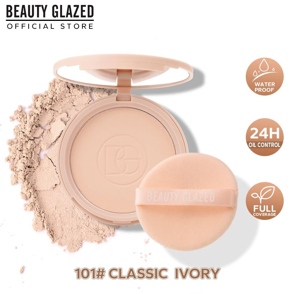 BEAUTY GLAZED Matte Face Powder – Oil Control Long - Lasting Setting Powder with Mirror - Mzunye