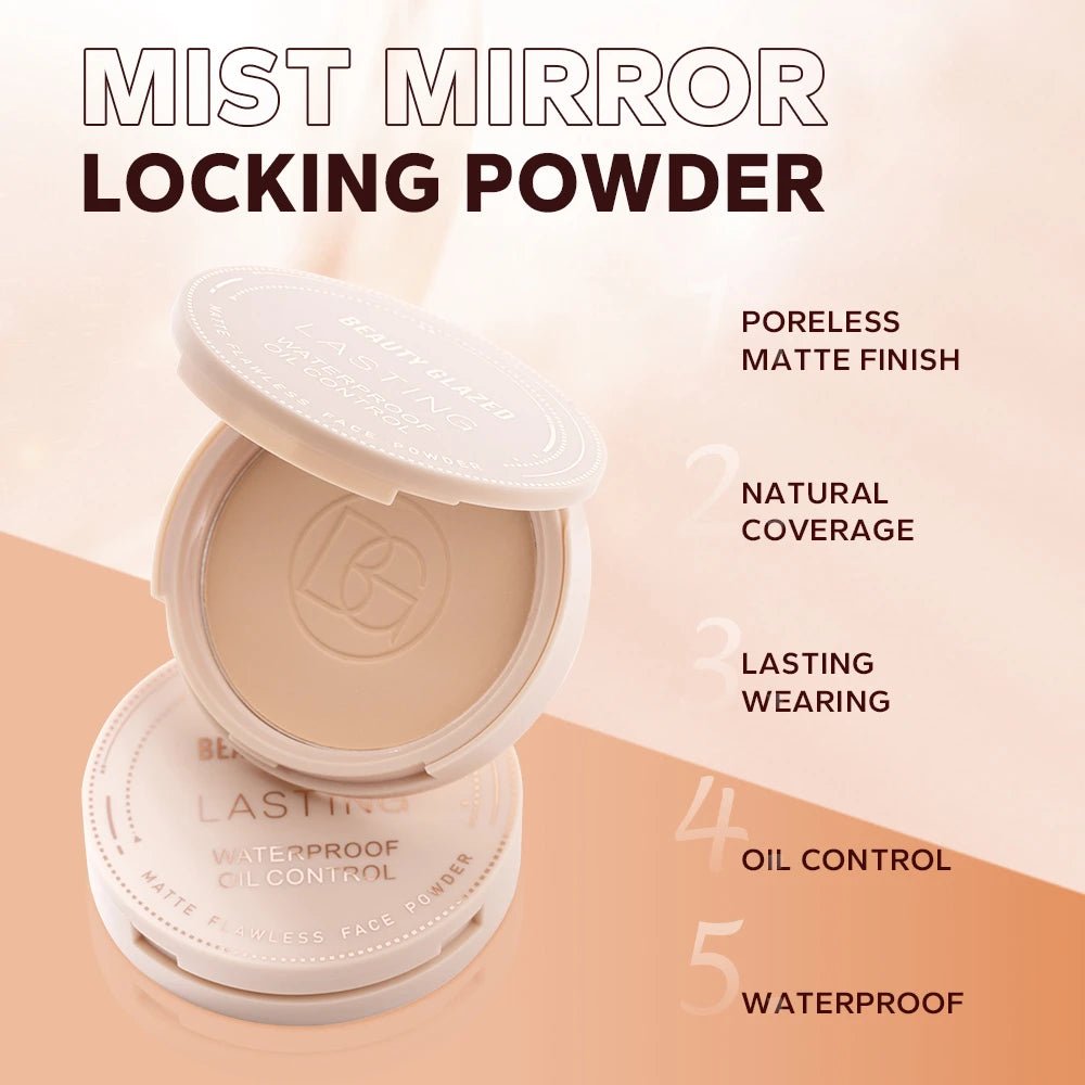 BEAUTY GLAZED Matte Face Powder – Oil Control Long - Lasting Setting Powder with Mirror - Mzunye