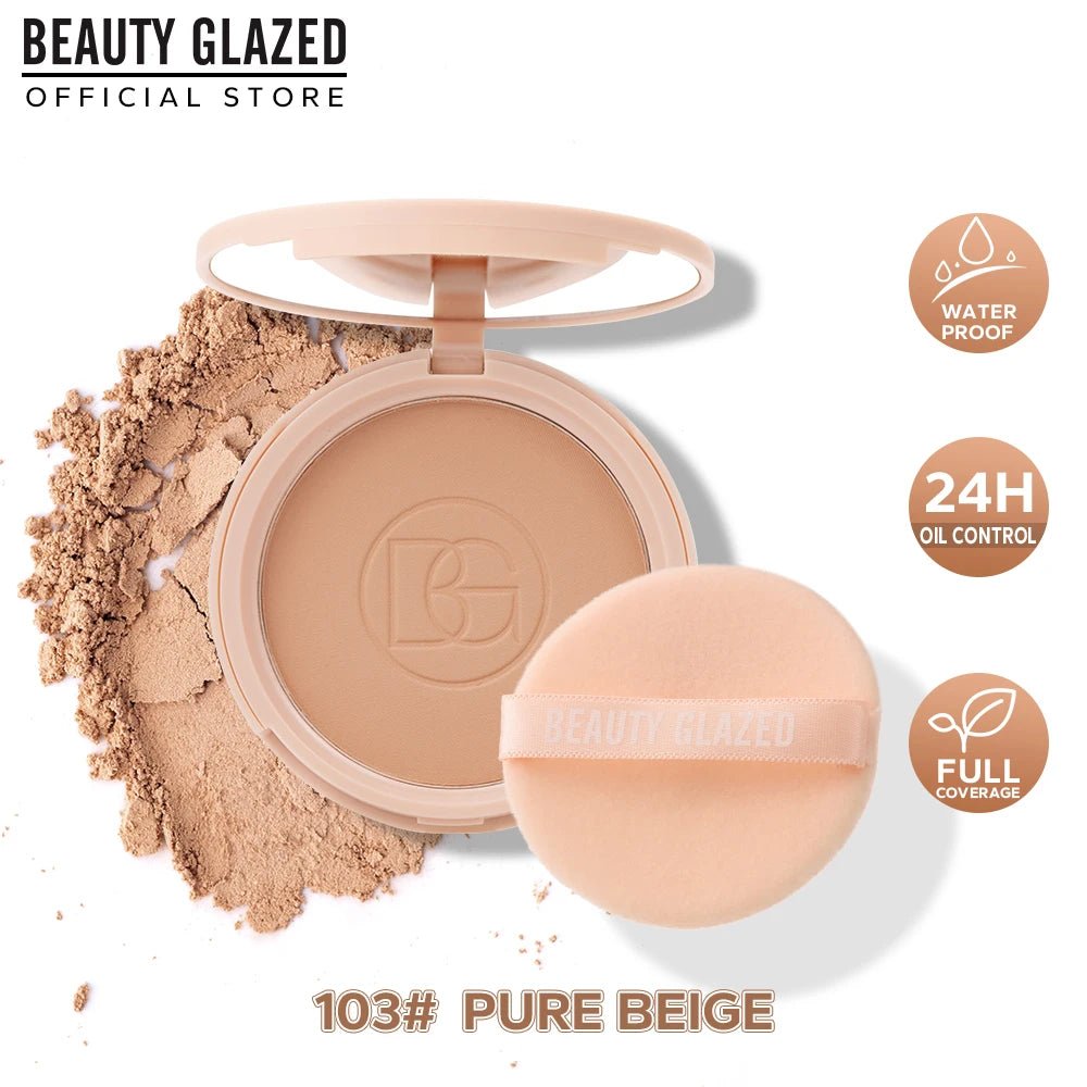 BEAUTY GLAZED Matte Face Powder – Oil Control Long - Lasting Setting Powder with Mirror - Mzunye
