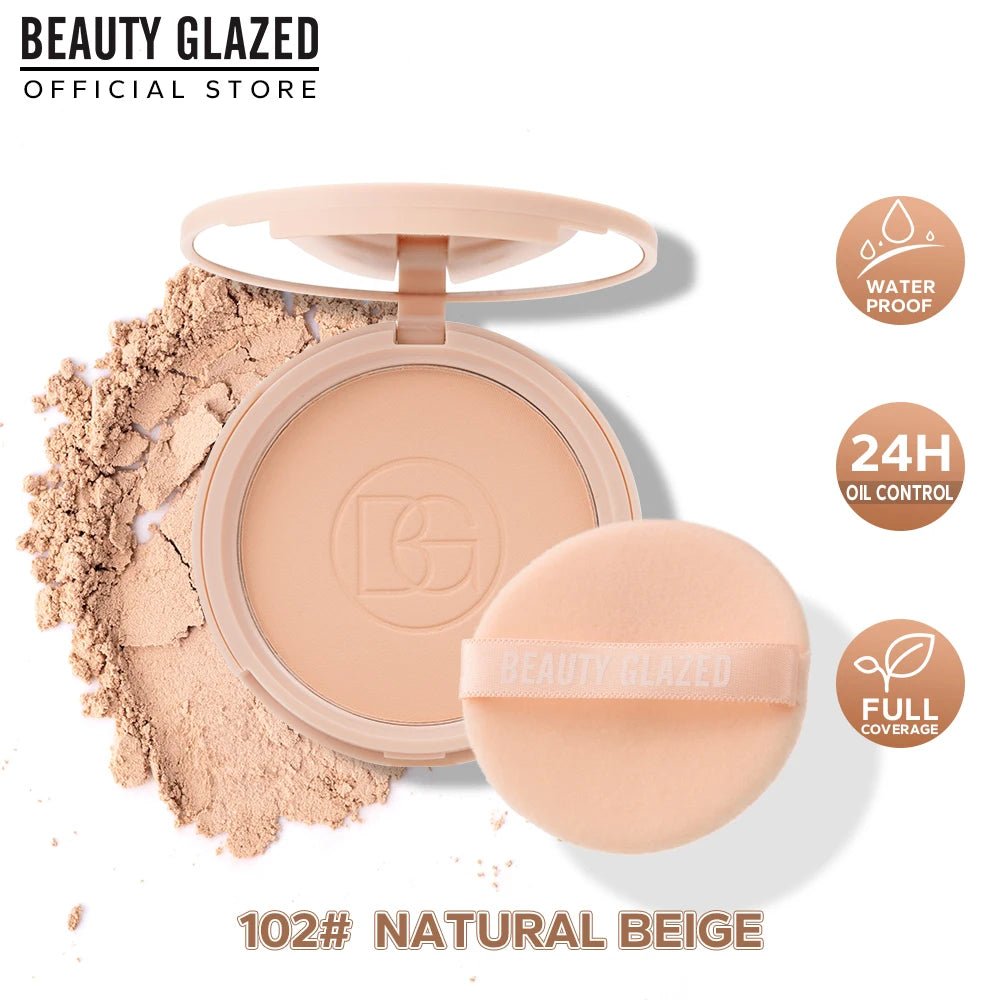BEAUTY GLAZED Matte Face Powder – Oil Control Long - Lasting Setting Powder with Mirror - Mzunye