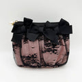 Black Lace Handheld Cosmetic Bag – Elegant Bow Makeup & Travel Organizer - Mzunye