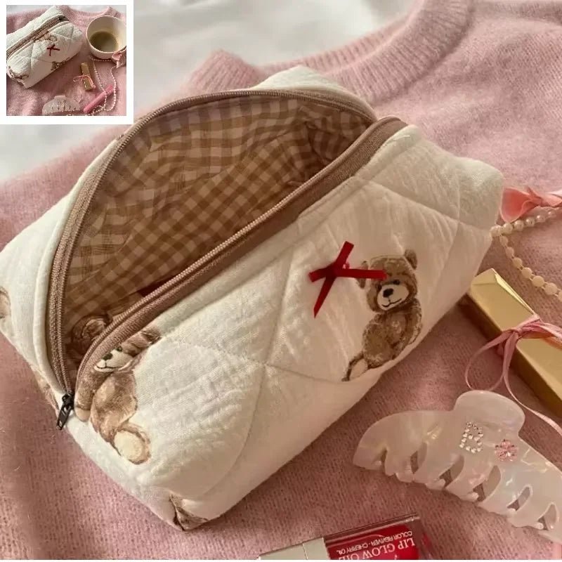 Bow Cosmetic Bag – Floral Makeup & Skincare Travel Organizer - Mzunye