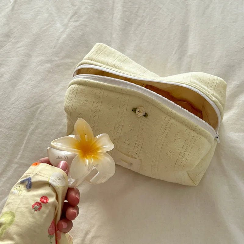 Bow Cosmetic Bag – Floral Makeup & Skincare Travel Organizer - Mzunye