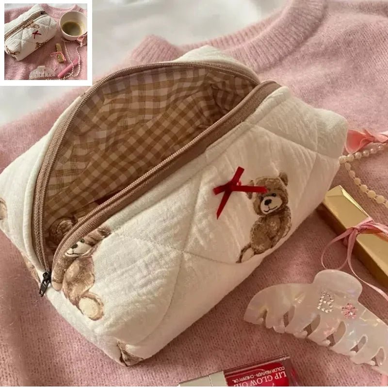 Bow Cosmetic Bag – Floral Makeup & Skincare Travel Organizer - Mzunye