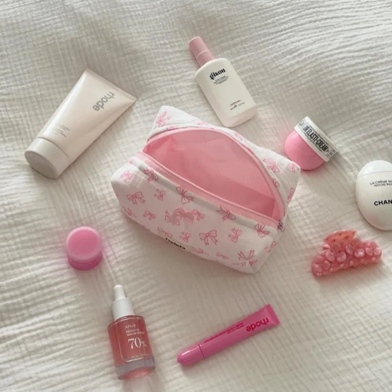 Bow Cosmetic Bag – Floral Makeup & Skincare Travel Organizer - Mzunye