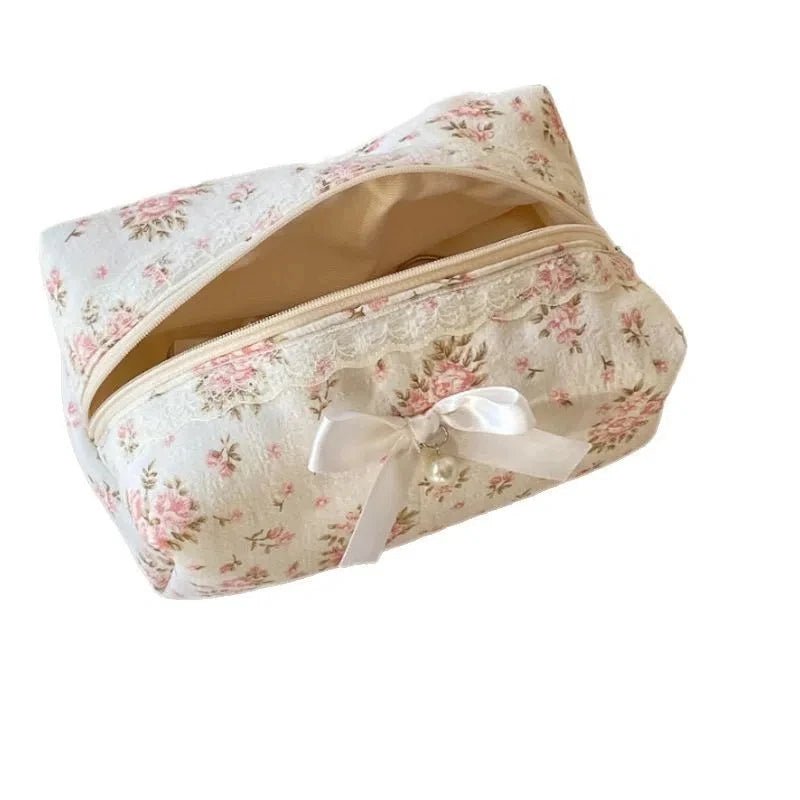 Bow Cosmetic Bag – Floral Makeup & Skincare Travel Organizer - Mzunye