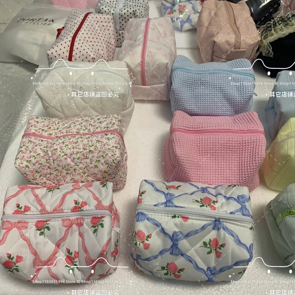 Bow Cosmetic Bag – Floral Makeup & Skincare Travel Organizer - Mzunye