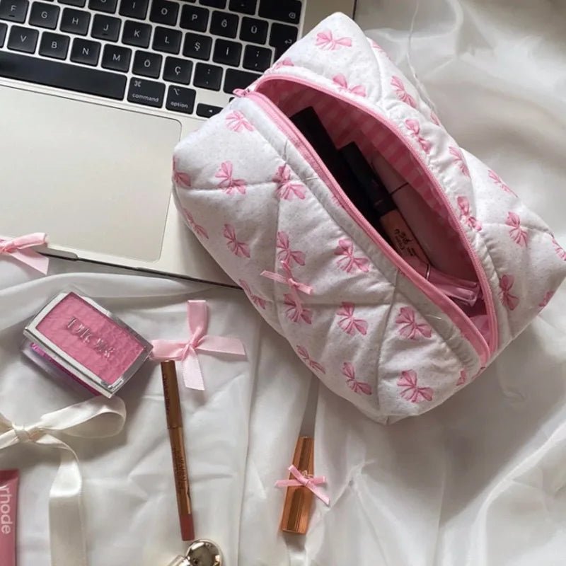 Bow Cosmetic Bag – Floral Makeup & Skincare Travel Organizer - Mzunye