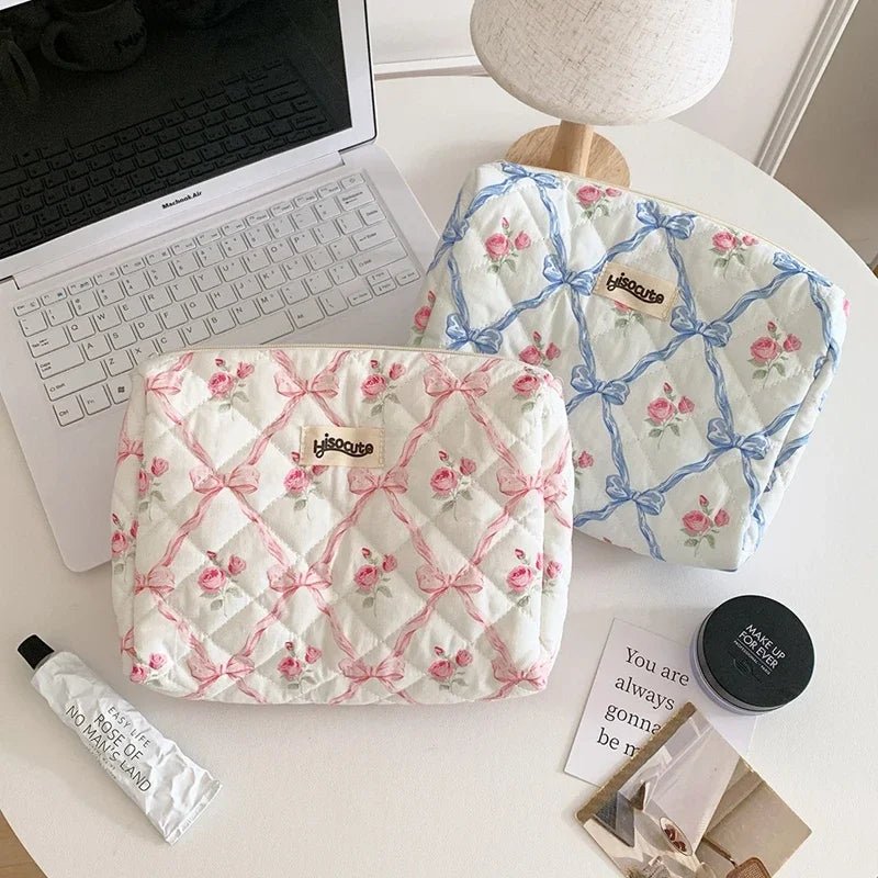 Bow Flower Makeup Bag – Large Capacity Cosmetic Organizer - Mzunye