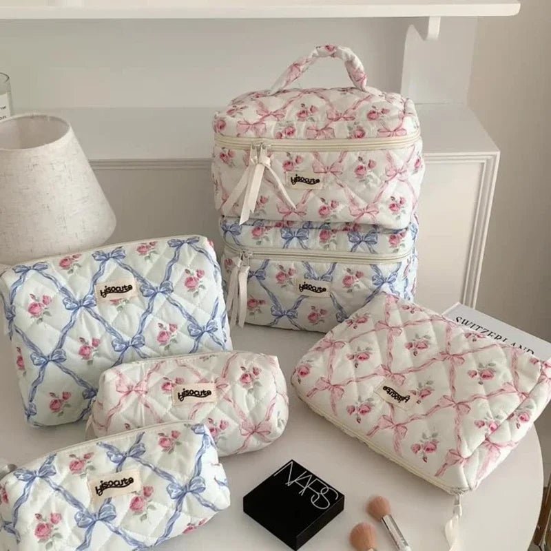 Bow Flower Makeup Bag – Large Capacity Cosmetic Organizer - Mzunye