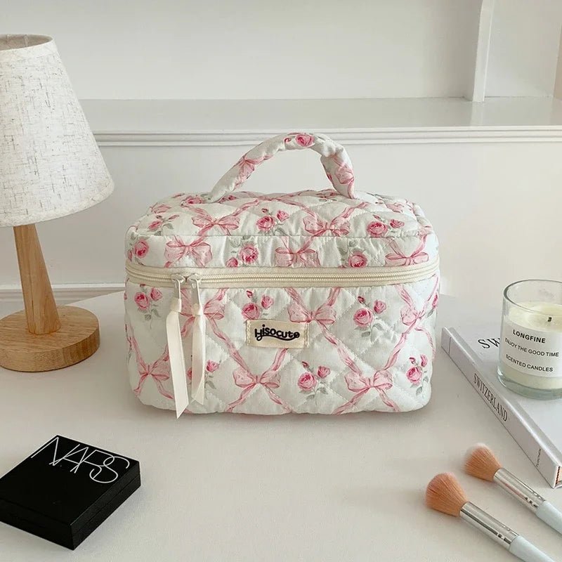Bow Flower Makeup Bag – Large Capacity Cosmetic Organizer - Mzunye