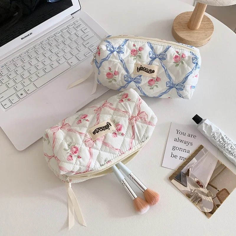 Bow Flower Makeup Bag – Large Capacity Cosmetic Organizer - Mzunye