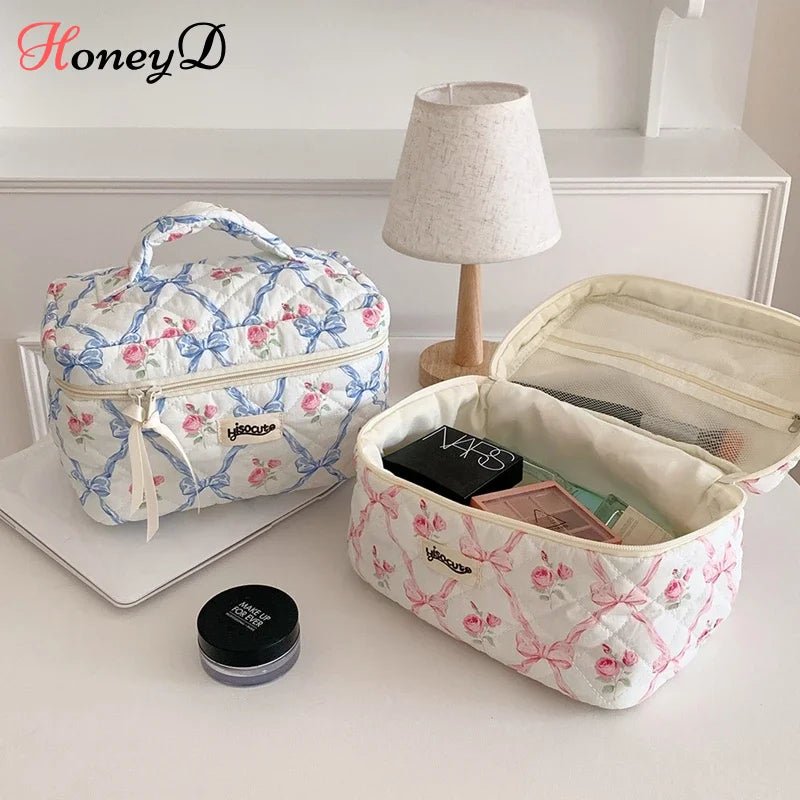 Bow Flower Makeup Bag – Large Capacity Cosmetic Organizer - Mzunye