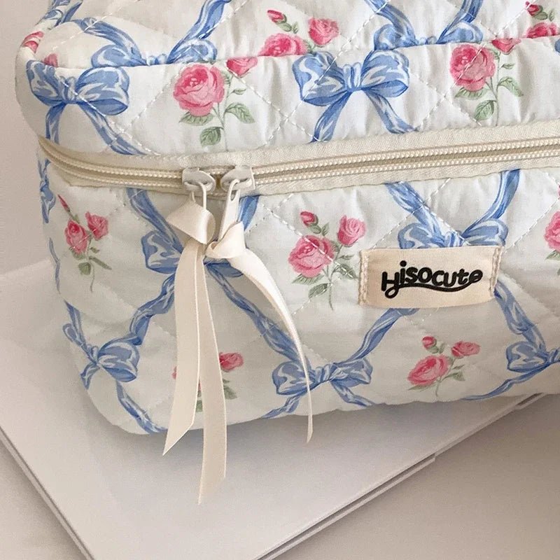 Bow Flower Makeup Bag – Large Capacity Cosmetic Organizer - Mzunye