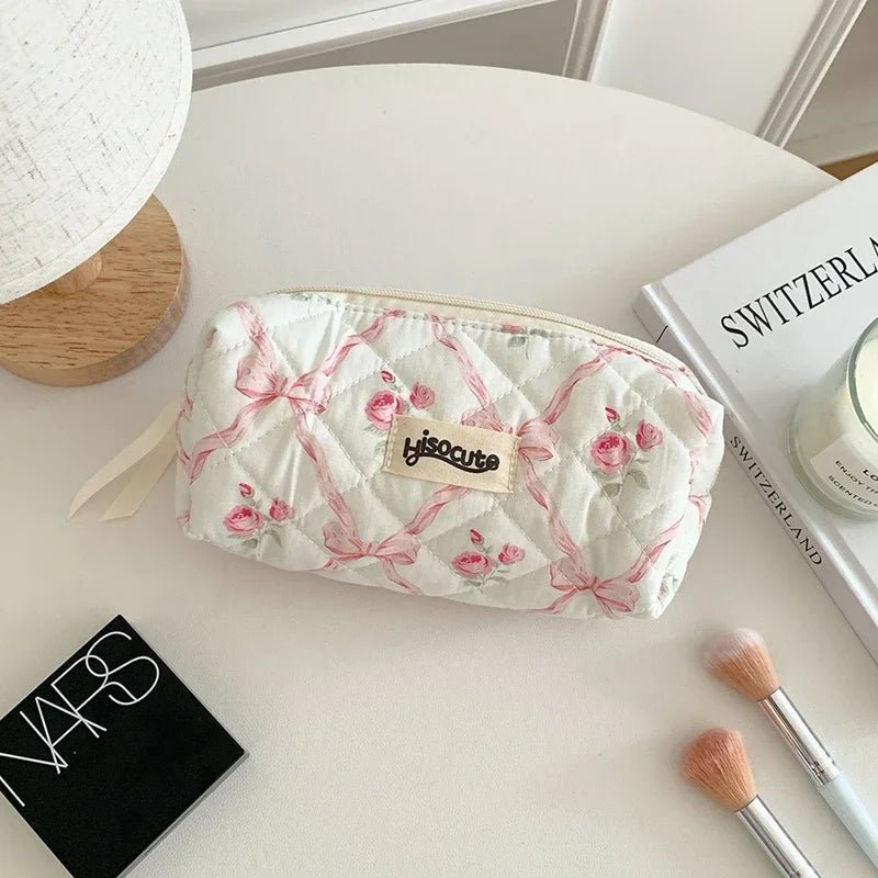 Bow Flower Makeup Bag – Large Capacity Cosmetic Organizer - Mzunye