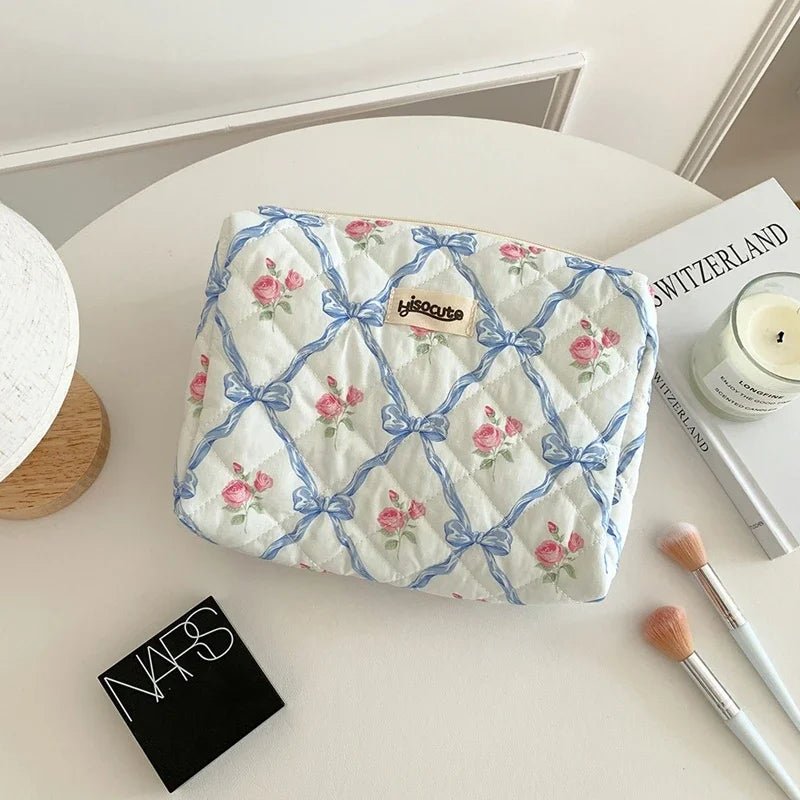 Bow Flower Makeup Bag – Large Capacity Cosmetic Organizer - Mzunye