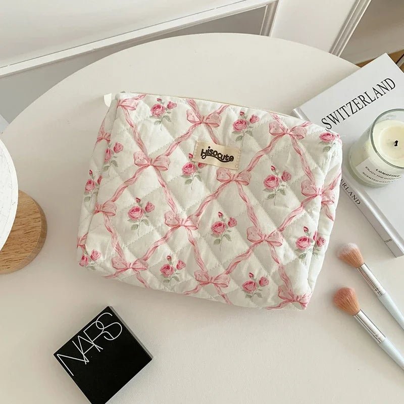 Bow Flower Makeup Bag – Large Capacity Cosmetic Organizer - Mzunye